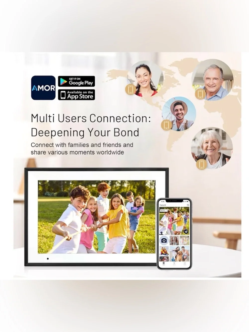 Digital Photo Frame with Black Frame - Smart WiFi Display